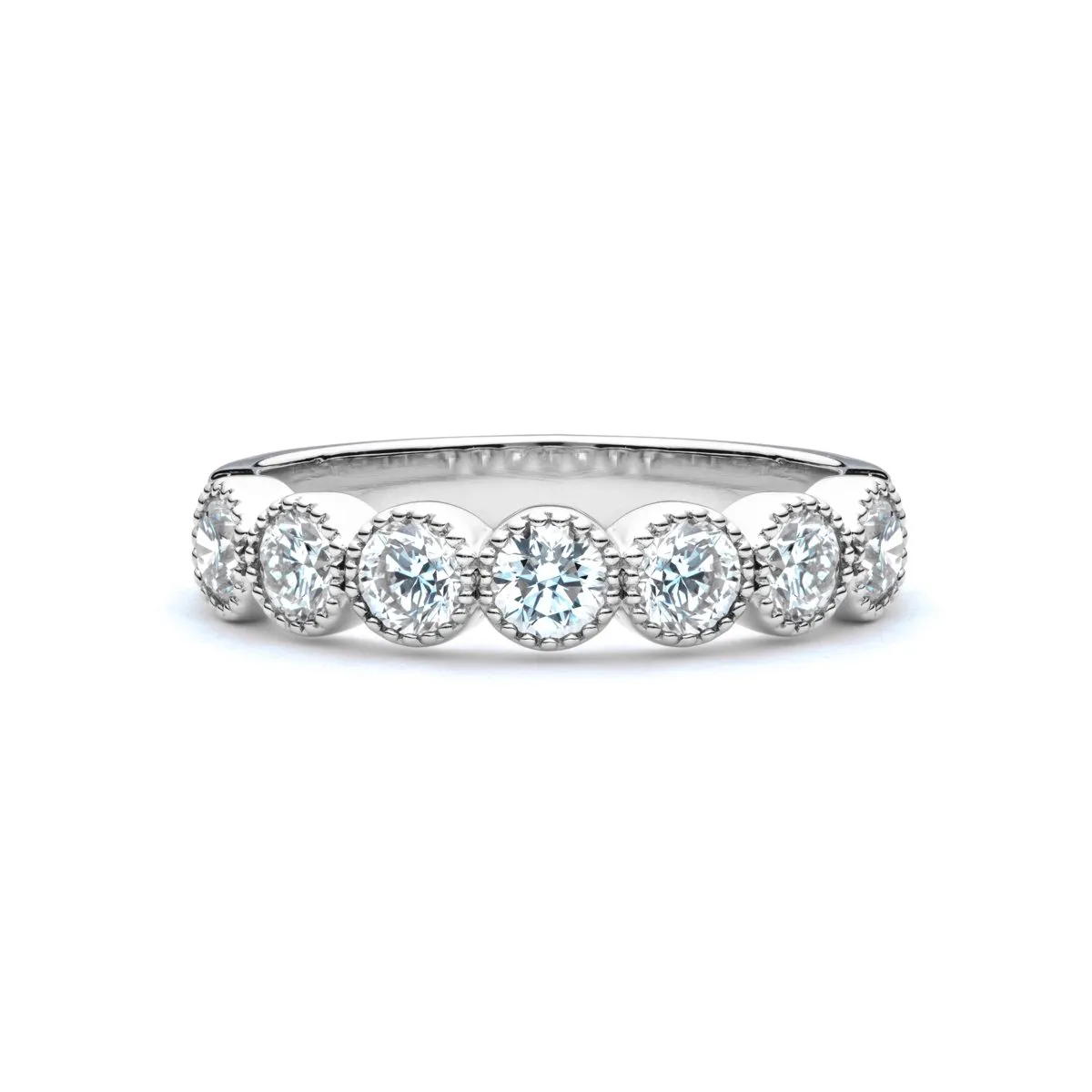 14K White Gold Bezel Set Diamond Band