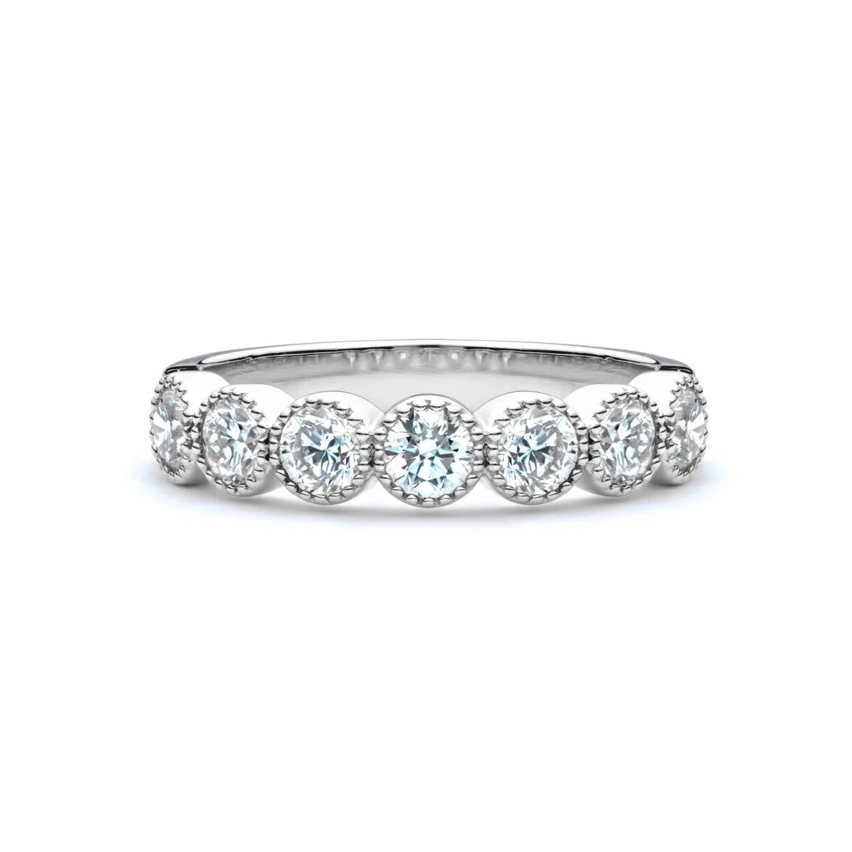 14K White Gold Bezel Set Diamond Band