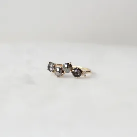 14k Yellow Gold Round Black Night Quartz Ring