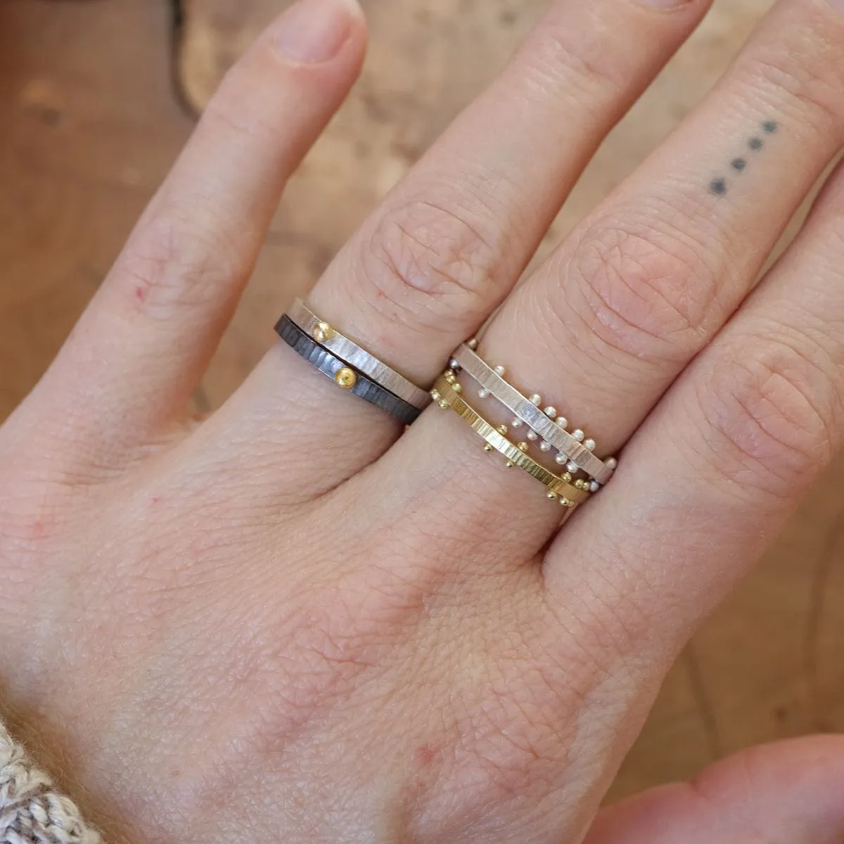 14k Yellow Gold Scattered Dot Ring