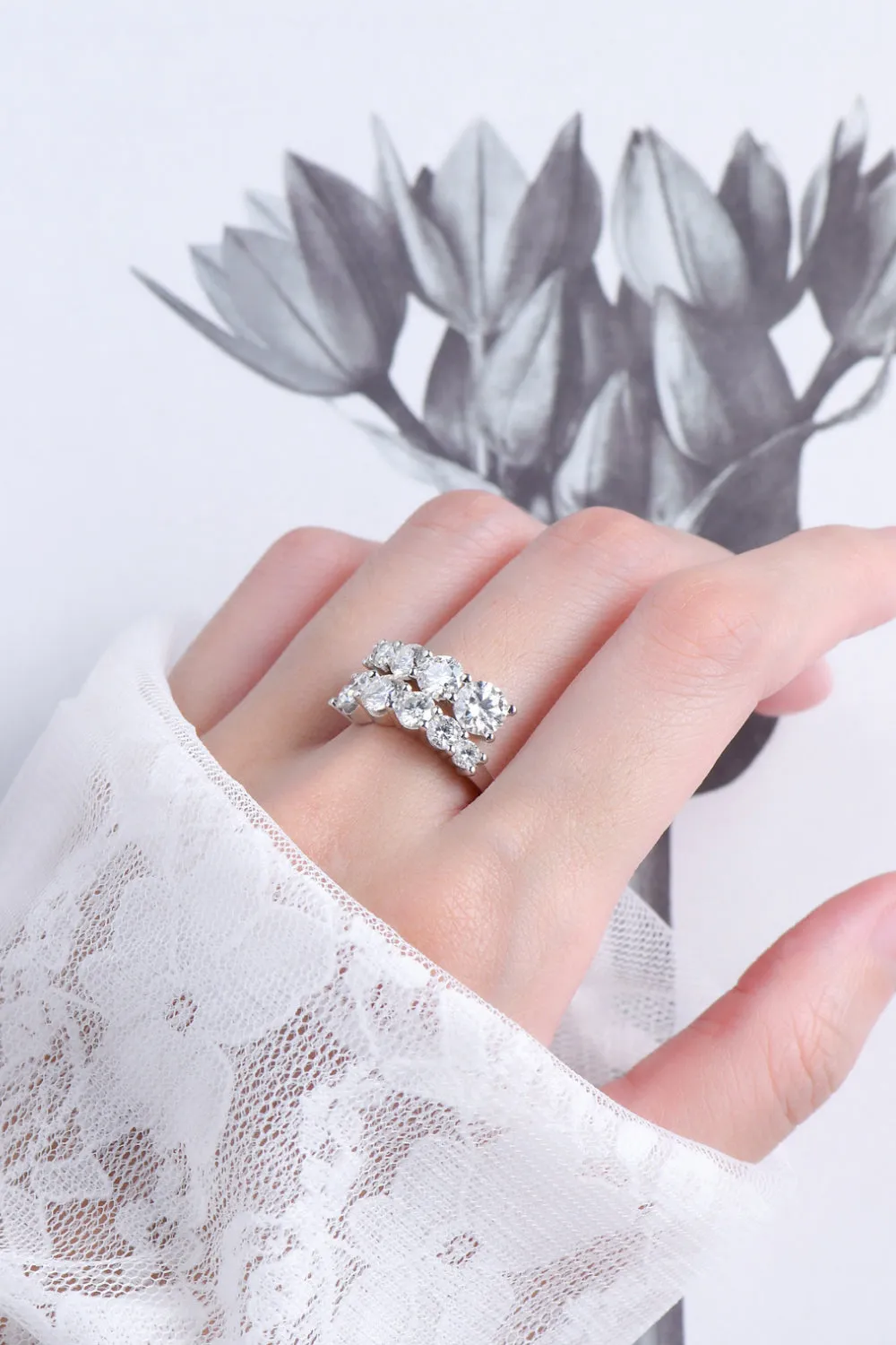 3.26 Cttw Moissanite Double Band 2-Row Ring