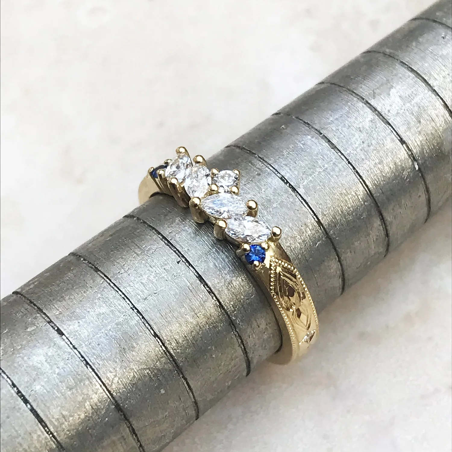 Bespoke Louise Ethical Diamond & Sapphire Wedding Ring