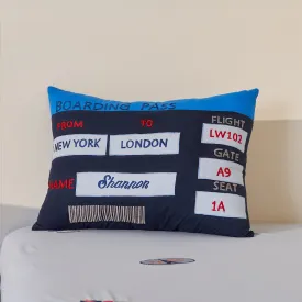 Boarding Pass Decorative Pillow (Navy)