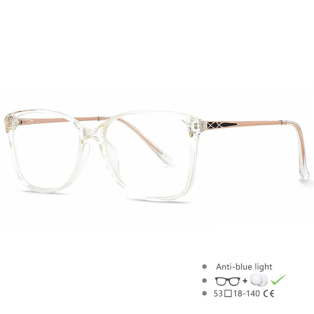 CCspace Women's Full Rim Square Tr 90 Titanium Eyeglasses 49587
