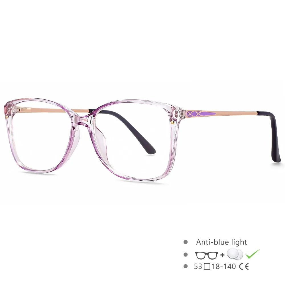 CCspace Women's Full Rim Square Tr 90 Titanium Eyeglasses 49587