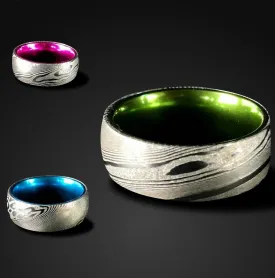Damascus Steel Ring Mokume Gane Wedding Band 8mm