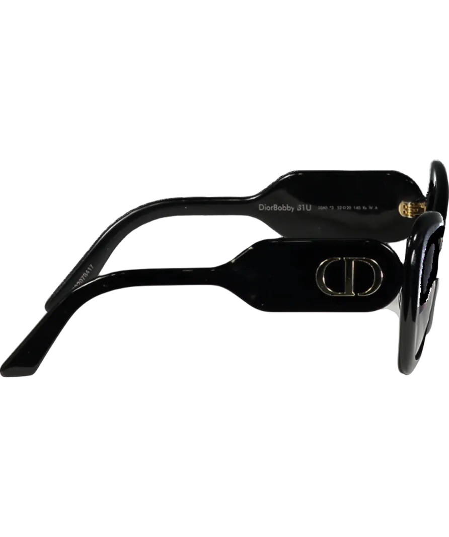 Dior Diorbobby Black / Gold B1u Cat-eye Logo Arm Sunglasses In Case And Box One Size