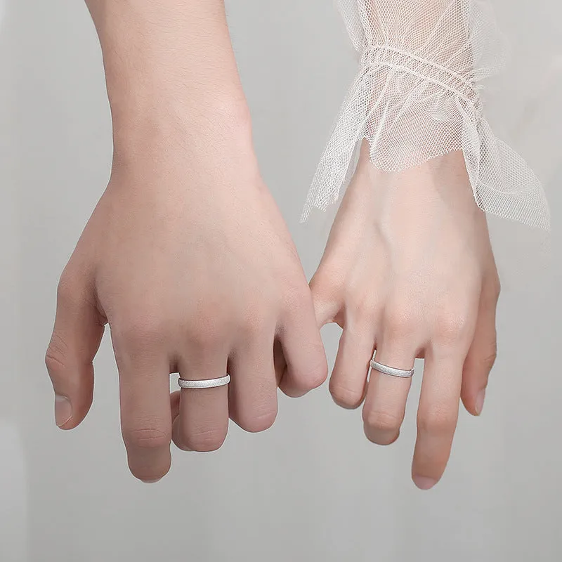 Engraved Frosted Simple Matching Wedding Bands