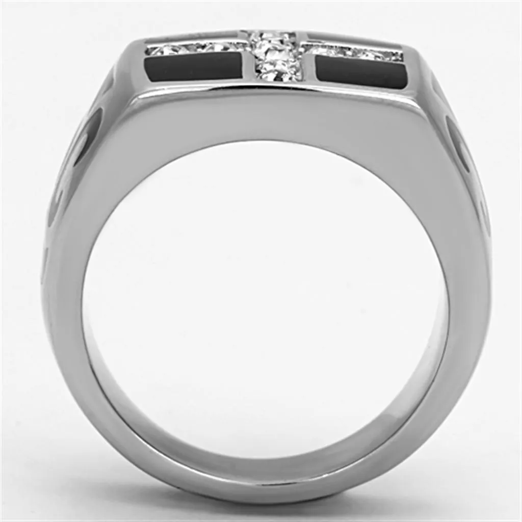 High polished (no plating) Stainless Steel Ring with Top Grade Crystal in Clear for Women Style TK1179