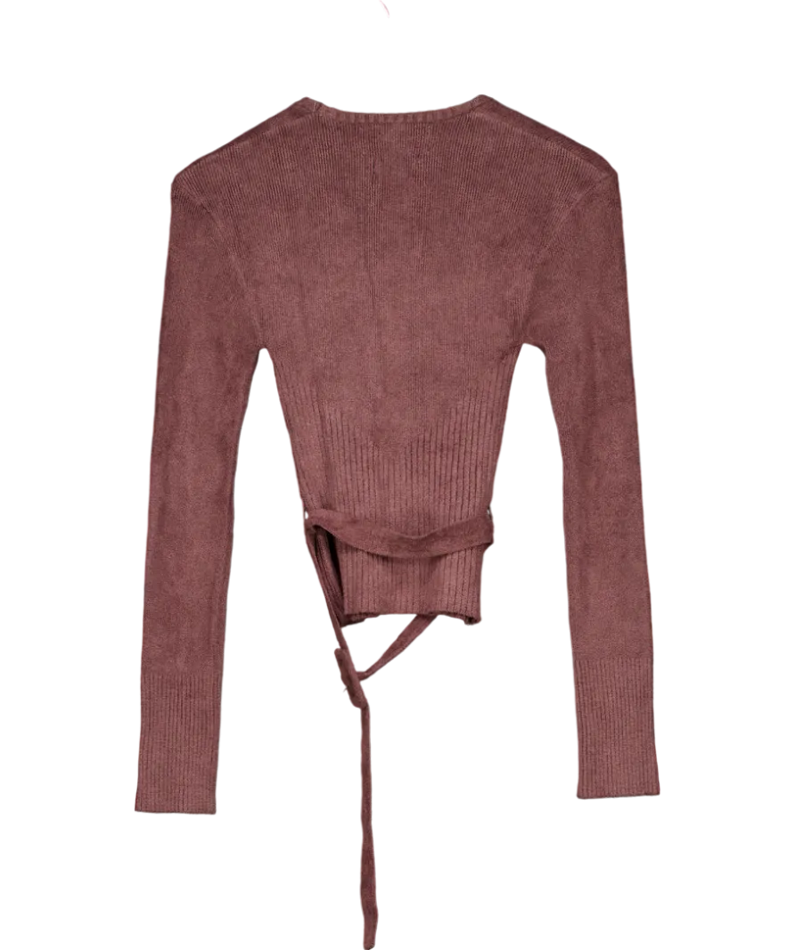 HOUSE OF SUNNY Brown Square Neck Detachable Belt Knitted Top UK 8