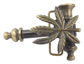 Marijuana Leaf Pipe Belt Buckle