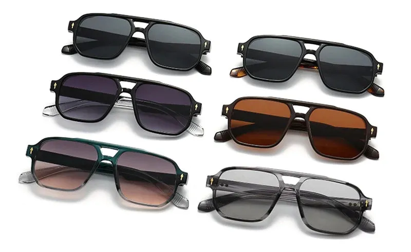 Retro Double Bridge Square Sunglasses