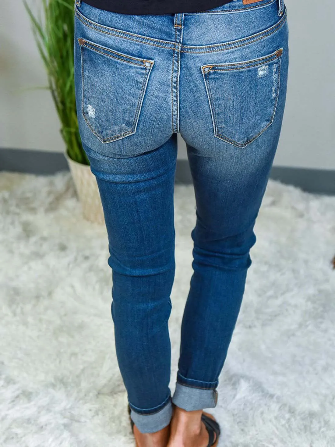 Skinny Leopard Patch Ripped Jeans