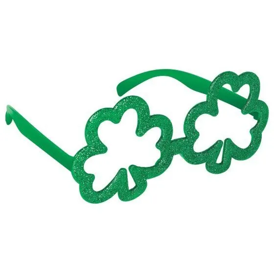 St Patrick's Day Shamrock Shaped Glittered Glasses