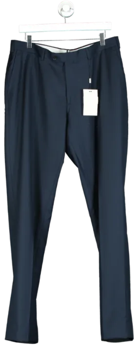 SuitSupply Blue Navy Slim Leg Straight Suit Trousers UK XL W38