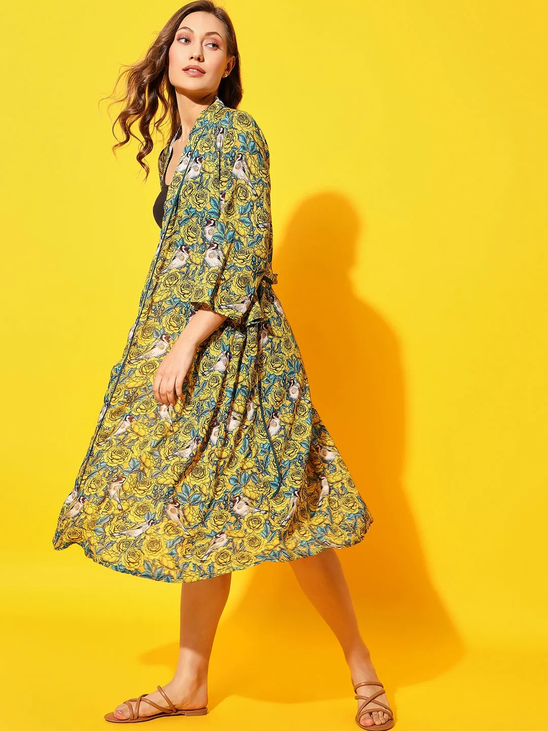 Yellow Daisies Kimono Cover-Up